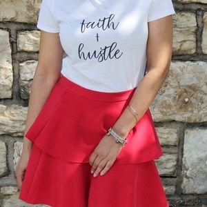 Zara red, A-line mini skirt